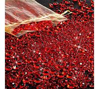 DINGFENG 4000 Pcs Red Scatter Crystals, Vase Gems Filler for Centerpieces, Wedding Table Decor, Birthday Party, Floral Arrangements with Decorative Stones & Rhinestones
