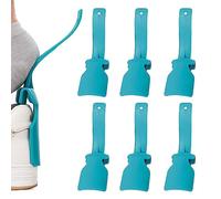 DINGFENG 6-Pack Extra Long Handled Shoe Horns | 17.5cm Plastic Shoe Helper for Men & Women | Universal Lazy Shoehorn for Boots, Trainers, Seniors to Relieve Back Pain (Blue)