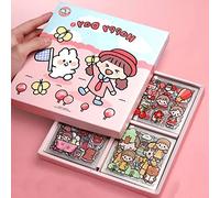 Dingfeng Cute Kawaii Stickers, 100pcs Clear Cartoon Girl Stickers, Pink, Waterproof, Perfect for Scrapbook, Laptop, Notebook & More