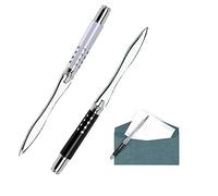 DINGFENG Letter Opener, 2 Pcs Letter Opener Knife, Letter Opener Sword, Paper Knife Letter Opener, Letter Opener with Plastic Handle, Split File Envelopes Stationery (Black, Silver)
