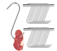 DINGFENG Meat Hooks, 30Pcs Stainless Steel 304 S Hooks, Premium Butcher's Hook, Meat Hooks for Hanging, Wall S-Shaped Hooks-for Hot and Cold Smoking, Chicken Hunting Smoking Ribs,Beef, Fish (15cm)