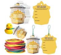 Dinggaogao 50 Pcs Duck Tags for Cruising and Rubber Duck Game Cards - 2.64 x 3.54 Inches with 50 Rubber Bands for Cruise Ship