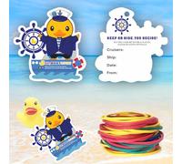 Dinggaogao 50 Pieces Duck Tags, Ducking Game Cards,Cruising Rubber Duck Tagsfor Ducks 50 Rubber Bands, 2.91 x 3.02 Inches Duck Tags for Cruise Ship(Cruise Tags)