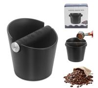 DingGreat Coffee Knock Box, Espresso Grounds Bin with Removable Anti-Slip Silicone Knock Bar, Deep Bowl Design, Non-Slip Base & Splash-Resistant Edge, ABS Barista Accessories for Coffee Machine,Black