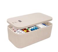 DingGreat Lockable Storage Box with Combination Lock - Secure Small Lock Box for Medicine, Snack, Phone, Fridge & Travel - BPA-Free, Odor-Proof, Portable Design (9.4" x 5.15" x 3.8")-Off-white