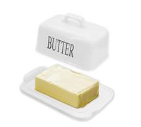 DingGreat Porcelain Butter Dish with Lid - Air Tight Ceramic Butter Container, Dishwasher Safe Butter Keeper for Countertop & Refrigerator, White Kitchen Storage & Deco Gift