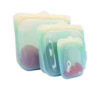 DingGreat Reusable Silicone Freezer Bags Leakproof for Batch Cooking & Meal Prep | Multi-Size Set (2100ml/1000ml/118ml) | Microwave & Dishwasher Safe Food Storage(Yellow Green Gradient)