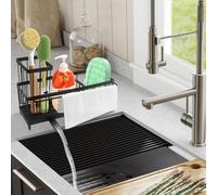 DingGreat Sponge Holder for Kitchen Sink,Sink Caddy Organiser,Sink Tidy Sponge Holder with Detachable Brush Holder,Kitchen Sink Organizer Countertop,Sinkware Organizer,Rustproof 304 Stainless Steel