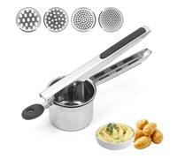 DingGreat Stainless Steel Potato Ricer Masher with 4 Interchangeable Discs-680g Heavy Duty Press for Fluffy Mashed Potatoes,Baby Food,Spaetzle & Fruit Juice - Dishwasher Safe Thickened Silicone Handle