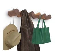 DingGreat Wall Hooks Rack (Pack of 6) Wooden Wall Mounted, Decorative, Bathroom, Entryway Hat Rack, Walnut Wood Wall Hooks for Coats, Jackets