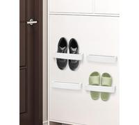 DingGreat Wall Mounted Shoe Rack No Drilling Needed, Extendable Shoe Organizer Holds 10KG - Space Saver for Door/Bathroom/Motorhome, Drain Design ABS Plastic (4 White)