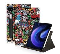 DINGGUAGUA Case Compatible with Xiaomi Pad6/6pro Tablet 11inch Released 2023 Multi-Angle Stand Cover for Mi Pad 6 Pro Tablet 360° Adjustable Swivel,Graffiti