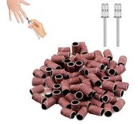 dinghaole 100 Pcs Nail Sanding Bands with 2 Pcs Nail Drill Bits, for 3/32 Shank Inch Nail Drill Bits, for Manicures and Pedicures Care Nail Tools, Removing Acrylic Nails Gel Nails Cuticle Tools