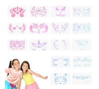 dinghaole 16 Pcs Face Paint Stencils Reusable, Face Paint Stencils for Kids, for Children's Painting, Plastic Tattoo Painting Templates for Kids Halloween Party Makeup Carnival