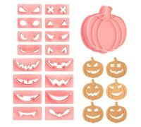 dinghaole 17 Pcs Halloween Pumpkin Cookie Cutters Set, 3D Plastic Pressable Pumpkin Head Halloween Biscuit Cutters Set, pumpkin Cookie Cutter, Reusable Baking Tool, Haloween Party Supplies Decorations
