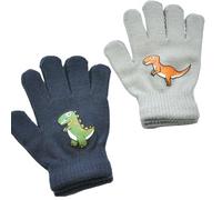 dinghaole 2 Pairs Knit dinosaur Gloves for kids,winter kids thermal gloves,Children Stretchy Warm Magic Thermal Gloves,Winter Gloves Grip with Animal,Boys Girls Knit Gloves Black and white