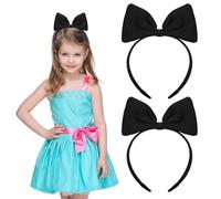 dinghaole 2 Pcs Black Hair Band Bow Headbands Headdress for Women and Girls, Bowknot hair Bands for Christmas Birthday Cosplay Accessories, Perfect Hair Accessories for Party and Cosplay (Black)