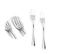Dinghaole 2 Pcs Funny Engraved Forks Stainless Steel, His and Hers Gifts, Stainless Steel Dinner Forks, Birthday Wedding Gifts for Couple Lovers, Engraved Fork, Gifts for Family