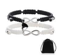 dinghaole 2 Pcs Magnetic Couple Bracelets, Matching Mutual Attraction Couple Bracelet, Magnetic Love Heart Natural Stone Beaded Bracelet couple Gift for Boyfriend Girlfriend Your Lover Best Friend