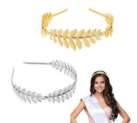 dinghaole 2 Pcs Roman Leaf Crown, Roman Style Tiara, Boho Headpiece Hairband, Gold Silver Leaf Band Crown of Leaves, Bridal Costume Accessories for Women Girls Fashion Party Decoration