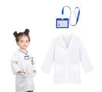 dinghaole 2 Pcs Scientist Costume Set, Doctors coat, scientist Doctor Costume, White Scientist Doctor Lab Coat with Work Card, for Role Play School Student Science Lab Coats Vet Coat