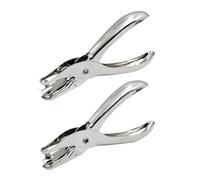 dinghaole 2 Pcs Small Hole Punch 6mm, One Hole Punch, Handheld Small Single hole Puncher Ergonomic, Silver Metal Mini Paper punch for Paper, Scrapbooking, DIY Crafts, Notebooks, Invoices Card Making