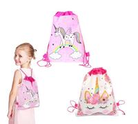 dinghaole 2 Pcs Unicorn Backpack for Kids, Children's Girl Party Backpack, Unicorn Drawstring Gym Bag Cartoon Drawstring Backpack Gift for Girls Outdoor Sport, Snack Bag