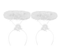 Dinghaole 2 Pieces White Angel Halo Hoop，angel Headband，Feather Angel Hair Ring，Fluffy Halo Headband，tinsel Halo，Angel Costume Accessories For Adult，For Christmas Halloween Birthday Costume Party