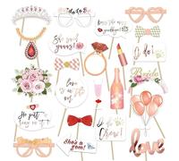 dinghaole 23 Pcs Hen Party Photo Booth Propss, Rose Gold Wedding Engagement Bachelorette Party Photobooth Props, Team Bride Selfie Props Bridal Shower Photo props Bachelorette party Game Accessories