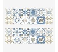 Dinghaole 24pcs Blue Victorian Vintage Tile Stickers, Self-Adhesive Wall Tiles, Kitchen Bathroom Wall Art, Adhesive Waterproof Vintage Stickers