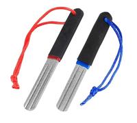 dinghaole 2Pcs 2-piece Set Of V-shaped Groove Double Sharpener, Dart, Hook Knife, Brick And Golf Groove Accessories, Portable Quick Sharpening Tool (Red And Blue)