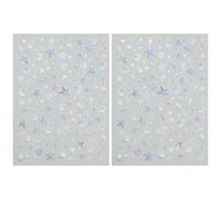 Dinghaole 2Pcs 3D Embossed Aurora Shells and Starfish Nail Stickers - Advanced Ocean Theme Nail Art Stickers, Suitable for Gel, DIY Decoration, Simple Female Design