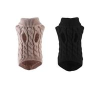 Dinghaole 2Pcs Dog Collar Sweater, Comfortable Knit Jumper, Suitable For Warm Winter Dog Clothing And Accessories For Jack Russell And Dachshunds (Beige+Black, M)