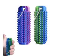 Dinghaole 2PCS Laser Fidget Keyring For Adults - Spiky Sensory Keychain With Purple、Green Iridescent Finish 、Portable Anxiety Relief For Office Travel