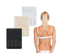 dinghaole 3 Pcs Bra Strap Extenders, Elastic Bra Extenders 4 Hook 3 Row Soft and Comfortable, Bra Extension Strap Soft Comfortable Bra Back Clips Bra Clasp Set (White Black Skin Colour)