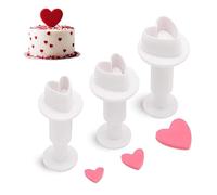 dinghaole 3 Pcs Heart Cookie Cutter, Heart Cutters for Cake Decorating, Small Cookie Cutters with Spring Mold for Cake Decorating, Icing Cutters, Small Hearts Icing Cutter, Valentine's Day, Bakery