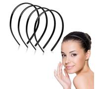 dinghaole 4 Packs Plastic Headband, Plastic Plain Sport Headbands, Black Non-slip Hair Hoop, DIY Hair Hoop Gripper Teeth Hairband, Unisex Sport Fashion Hair Band Accessories for Women and Men-8mm Wide