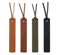 dinghaole 4 Pcs Classic Stitched Leather Bookmark, Multicolor Tassels Leather Bookmark, Simple Retro Bookmarks for Men, Gentleman Bookmarks for Book Lovers, Readers, Writers, Teachers and Students