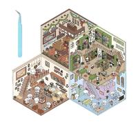 dinghaole 4 Sets DIY 3D House Stickers, 3D Sticker Scene, DIY Scene Stickers, Fun DIY Stickers Scene Make Your Own Supermarket, Coffee Shop, Restaurant, Bookstore, for Relief Stress, Pass The Time