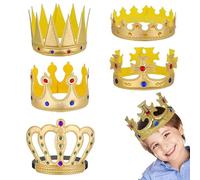 dinghaole 5 Pcs King Crown Hat Golden King Crowns, King Queen Crowns Kids BirthdayCrown, Birthday Party Crowns, Crowns Party Hat, Kings Charles Coronation Party Decorations, Birthday Party Accessories