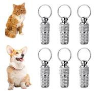 dinghaole 6 Pcs Pet ID Tags, Personalised Stainless Pet ID Tags Barrel, Tag Barrel Tube with Address Name Label, Stainless Steel Anti Lost Dog Cat id Tag Address Name Label for Cat Dog Puppy Collar