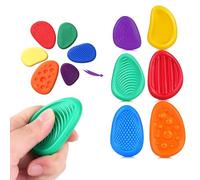 Dinghaole 6 Pcs Sensory Stone,Textured Worry Stone,Textured Soft Silicone Sensory Stone,Sensory Toys for Autism,Stress Toys for Anxiety Relief,Fidget Toys for Adults,Stress Calming Toys