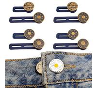 Dinghaole Button Extender for Trousers, 8 Piece Adjustable Jeans Waist Extenders, Removable Stretchable Staple-Free Button Waist Extenders, Enlargement of Pants Buttons
