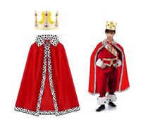 dinghaole Costume Set Prince Cloak And Crown Set For Role Play, Medieval Prince King Cape Cloak Coat For Halloween Fancy Dress Cosplay Theme Party Carnival (90cm)