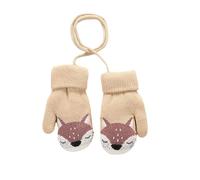 Dinghaole Cute Fox Warm Fleece Lined Mittens Gloves With Furry Lining Hanging On Neck Mittens For Toddler Gloves,mittens For 1-3 Year Old,kids Mittens With String,Winter Knitted Mittens