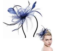 dinghaole Elegant Soft Blue Feather Fascinator Headband - Vintage Hairpiece for Weddings, Bridal Events, Formal Galas & Special Occasions