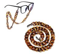 dinghaole Eyeglass Chains for Women, Amber Acrylic Eyeglass Holder Chains, Stylish Amber Retro eyeglass Strap with Silicone Anti-Lost Holders, Glasses Lanyard for Daily Wear, Mask Holder Necklace