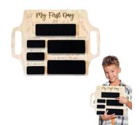 dinghaole First Day of School Board, Reusable Wooden Chalkboard with Handle, 1st Day Back to School Photo Prop, First Days Nursery Reception Primary, Memory Board for Kids