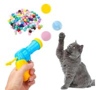 Dinghaole Interactive Cat Toys, 1 Pcs Cat Toy Launch Gun with 100 Pcs Colourful Soft Cat Pom-Poms Balls, Cat Toys for Indoor Cats DIY Set, Cat Fetch Toys for Indoor Pet Cat Exercise, Training