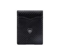 Dinghaole Men's Carbon Fiber Leather Wallet with 12 Card Slots, Strong Money Clip, Zipper Coin Pocket, ID Window, Slim Design in Black